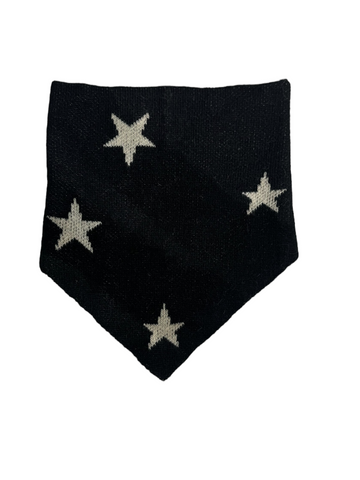 black baby alpaca bandana with white star design
