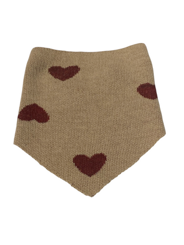camel baby alpaca bandana with brown hearts design