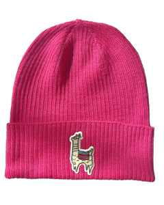 Baby Alpaca Kids Beanie with YAPA logo Hot Pink