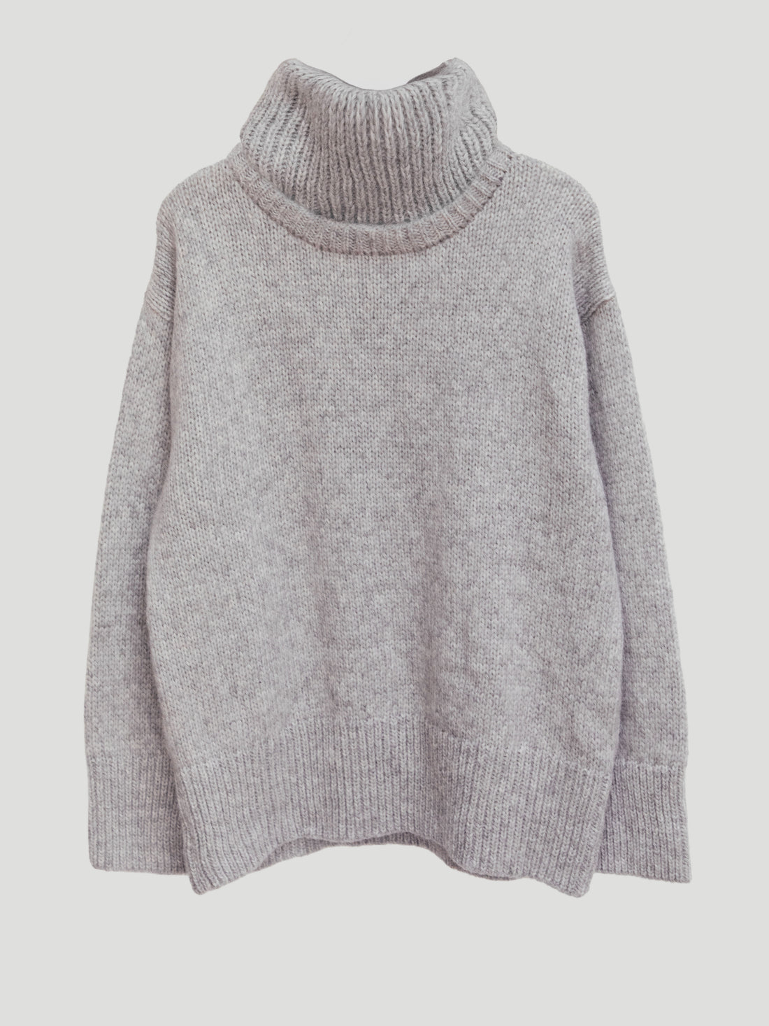 high neck grey alpaca sweater
