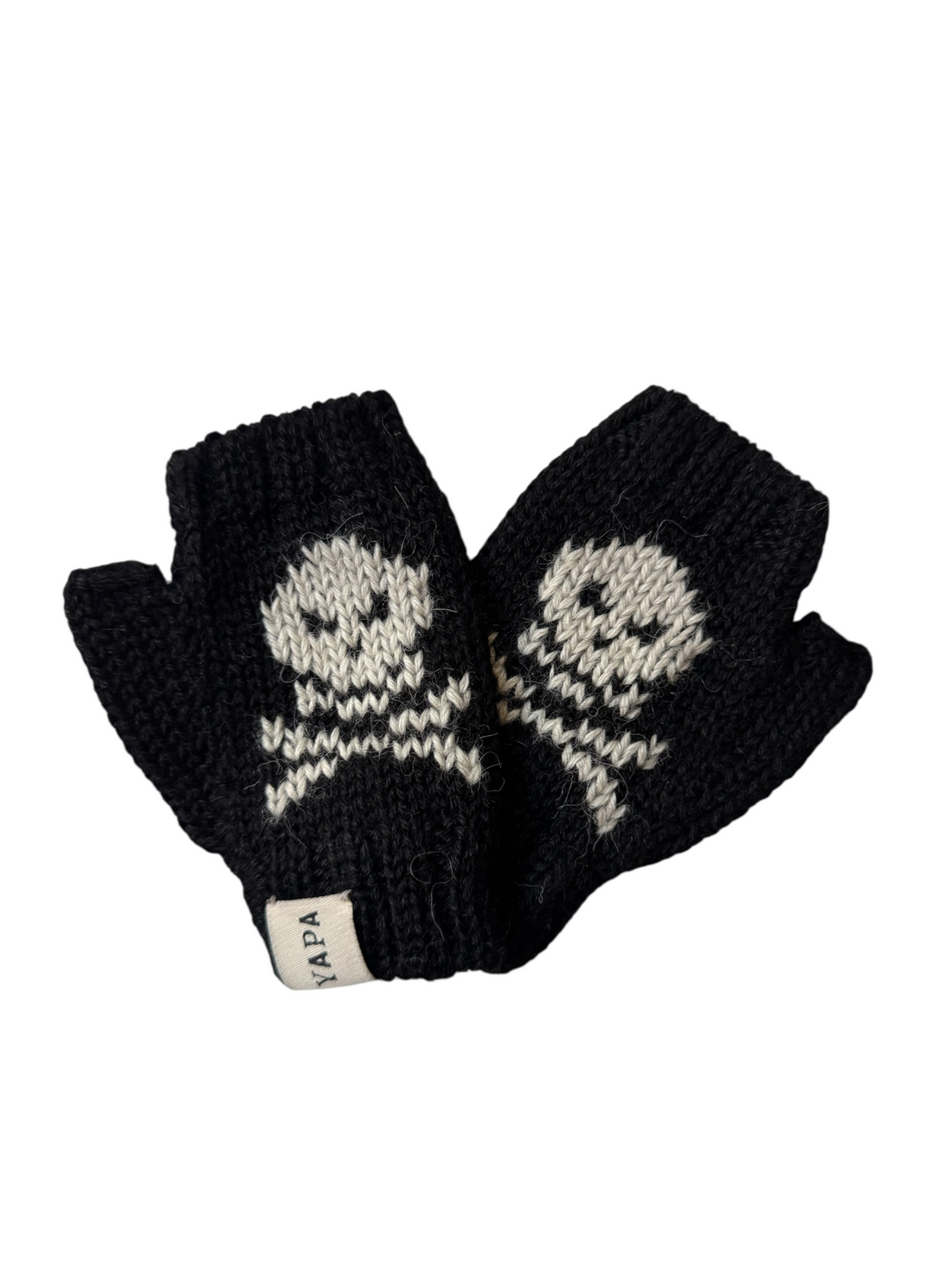 Kids Alpaca Mittens Skull and crossbones
