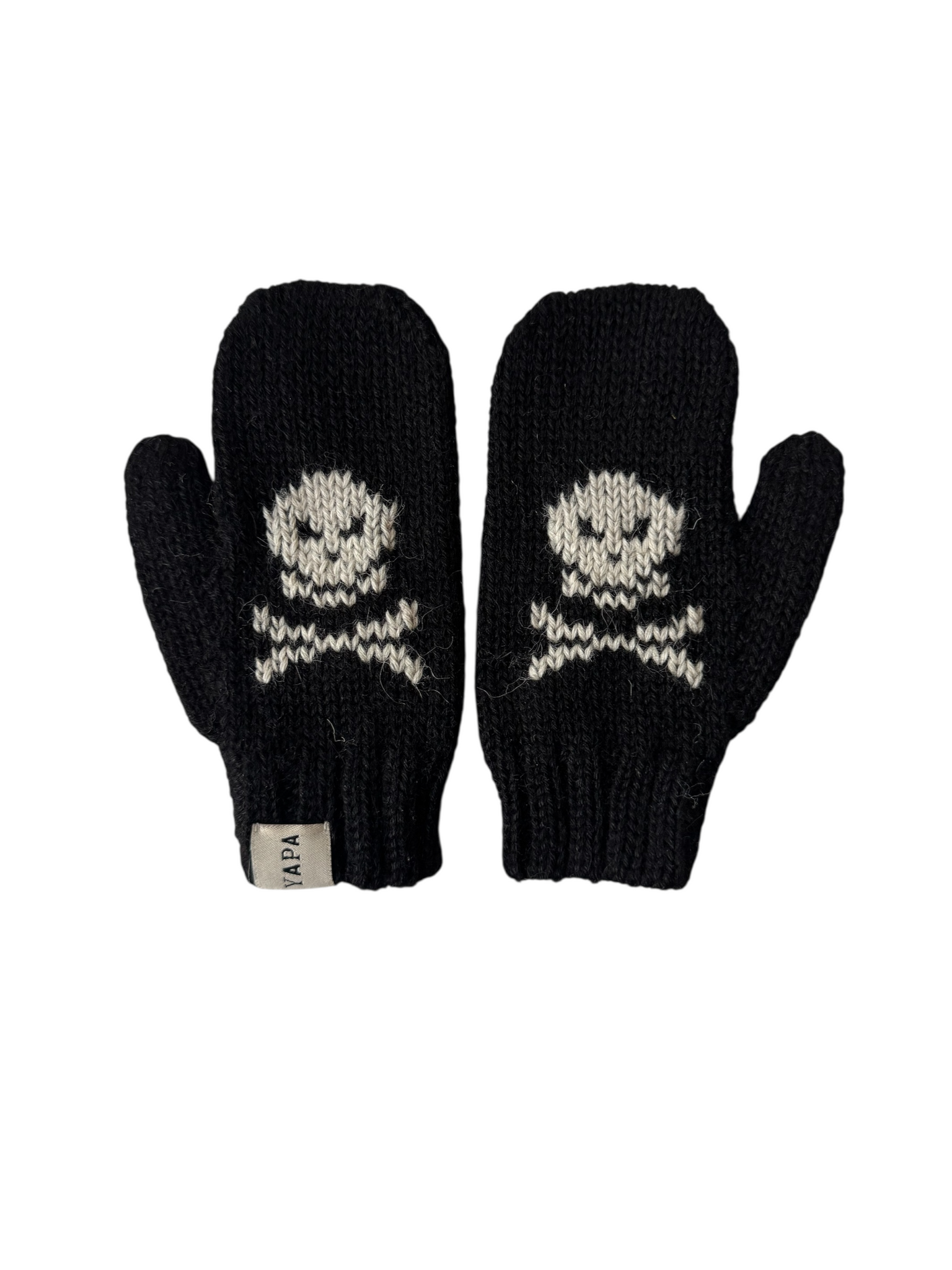 Kids Alpaca Mittens Skull and crossbones