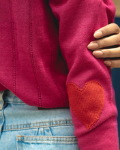 Load image into Gallery viewer, Round neck sweater with heart patches
