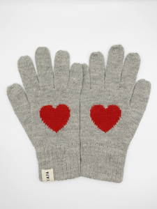 Guantes de corazón de alpaca bebé