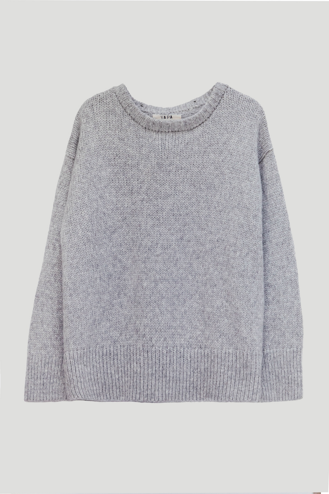 high neck grey alpaca sweater