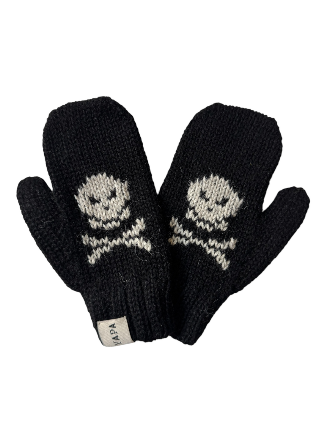 Kids Alpaca Mittens Skull and crossbones