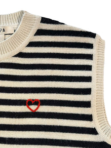 Stripped knitted Vest baby alpaca wool