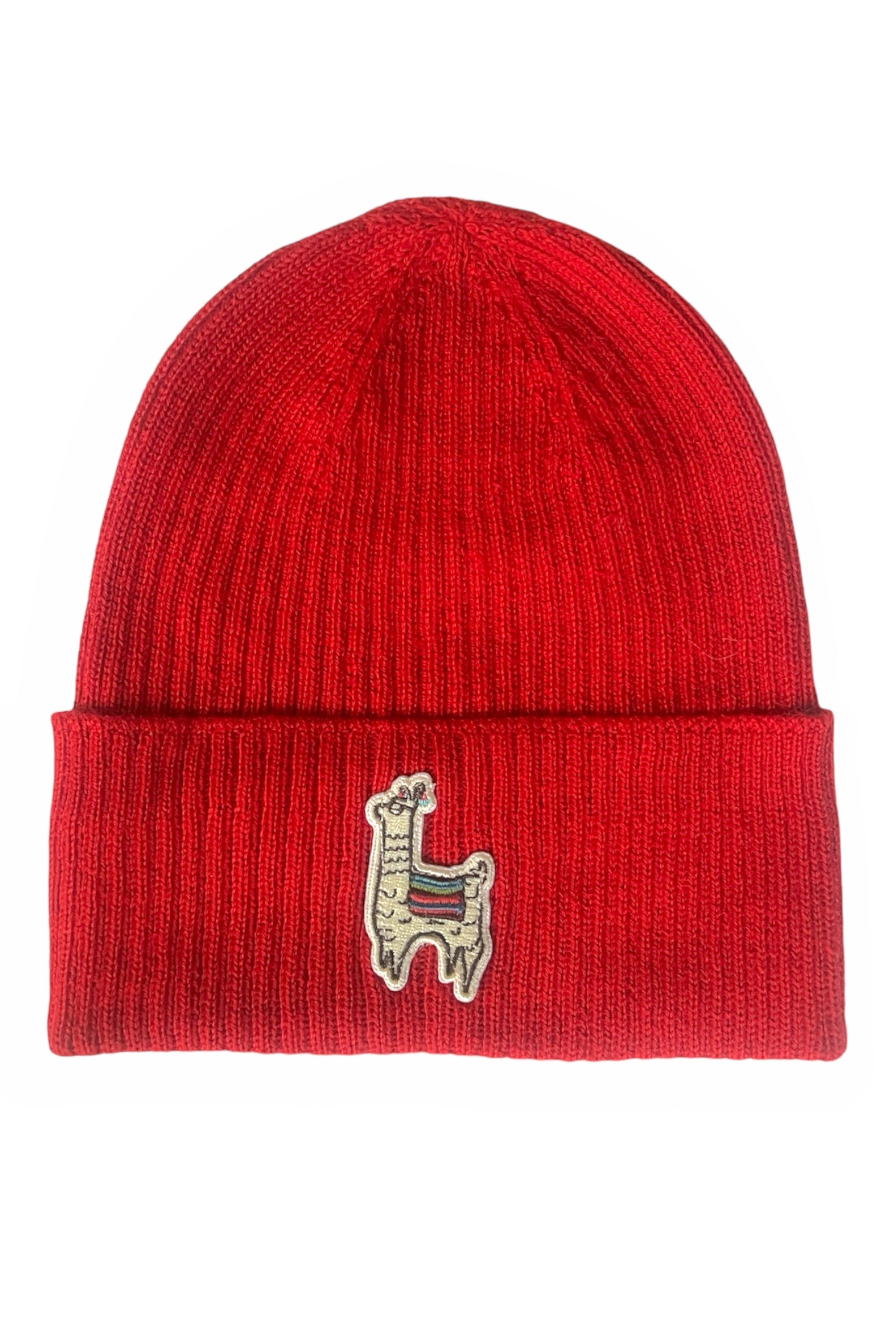 alpaca beanie red on a white background