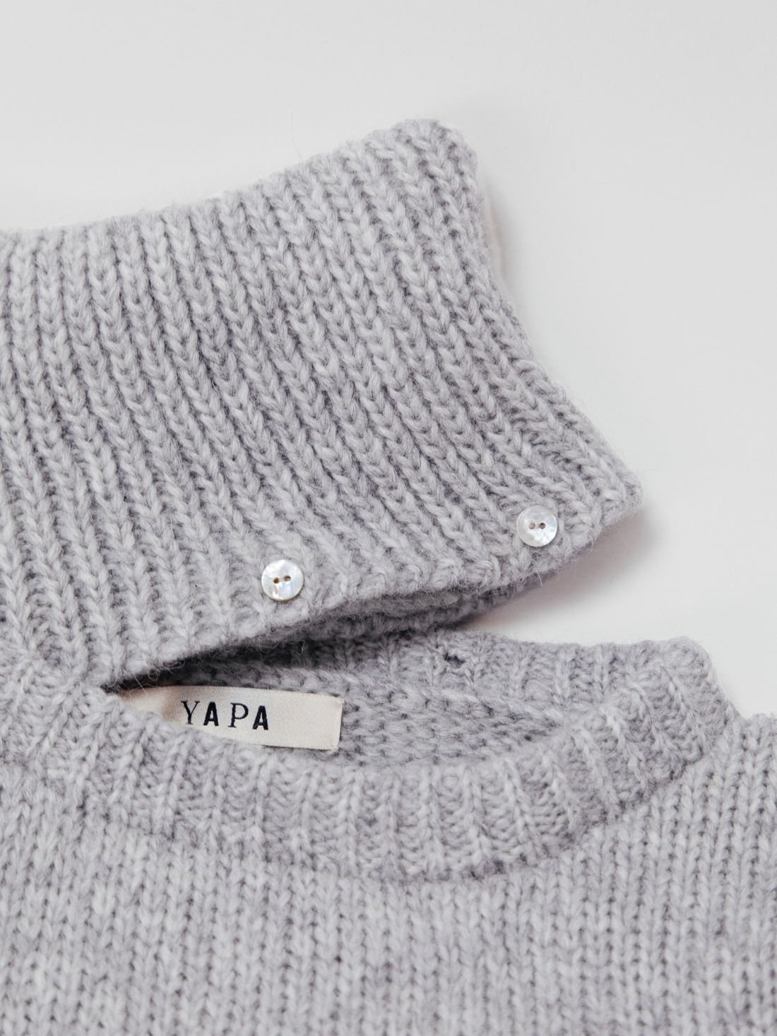 high neck grey alpaca sweater