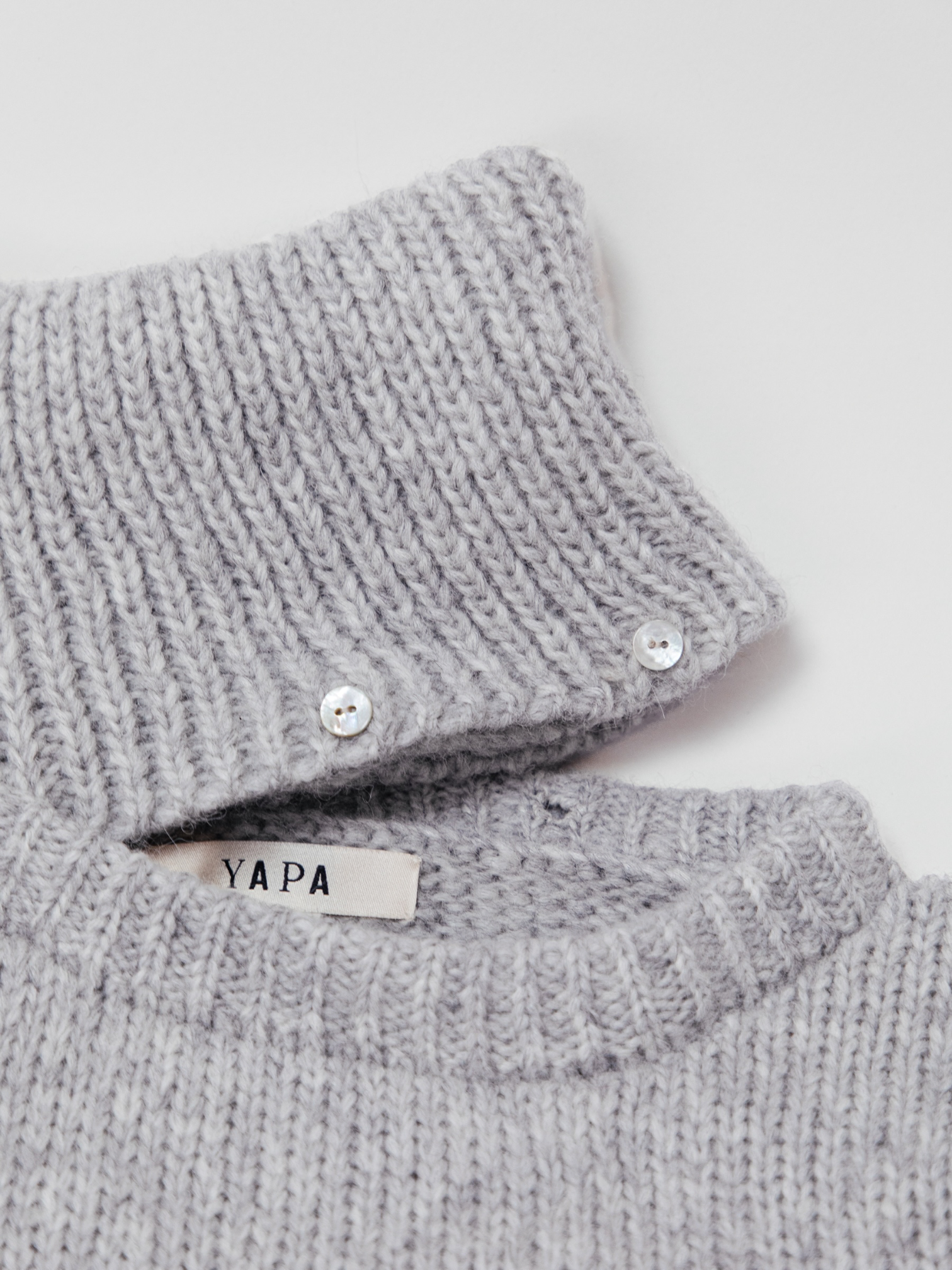 high neck grey alpaca sweater
