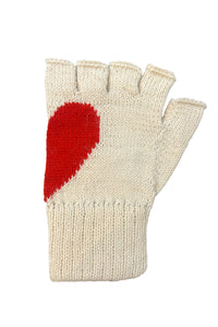 Alpaca fingerless heart gloves