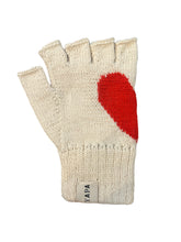 Load image into Gallery viewer, Alpaca fingerless heart gloves
