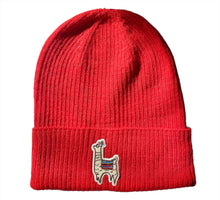 Load image into Gallery viewer, Baby Alpaca Kids Beanie with YAPA logo Red
