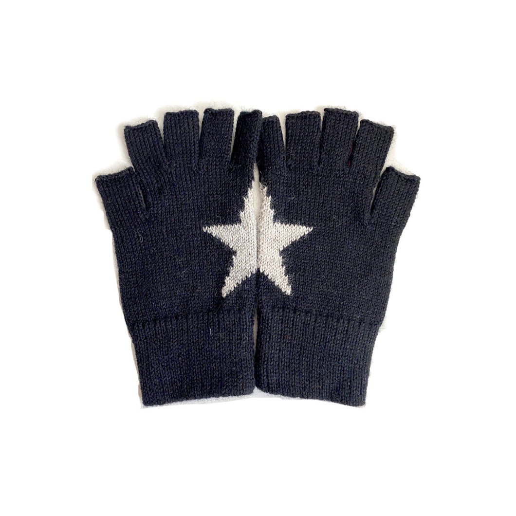Baby alpaca fingerless Star Gloves
