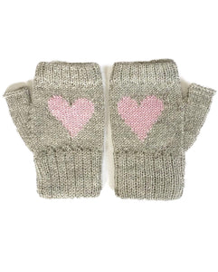 Baby Alpaca wool Kids Pink Heart Mittens