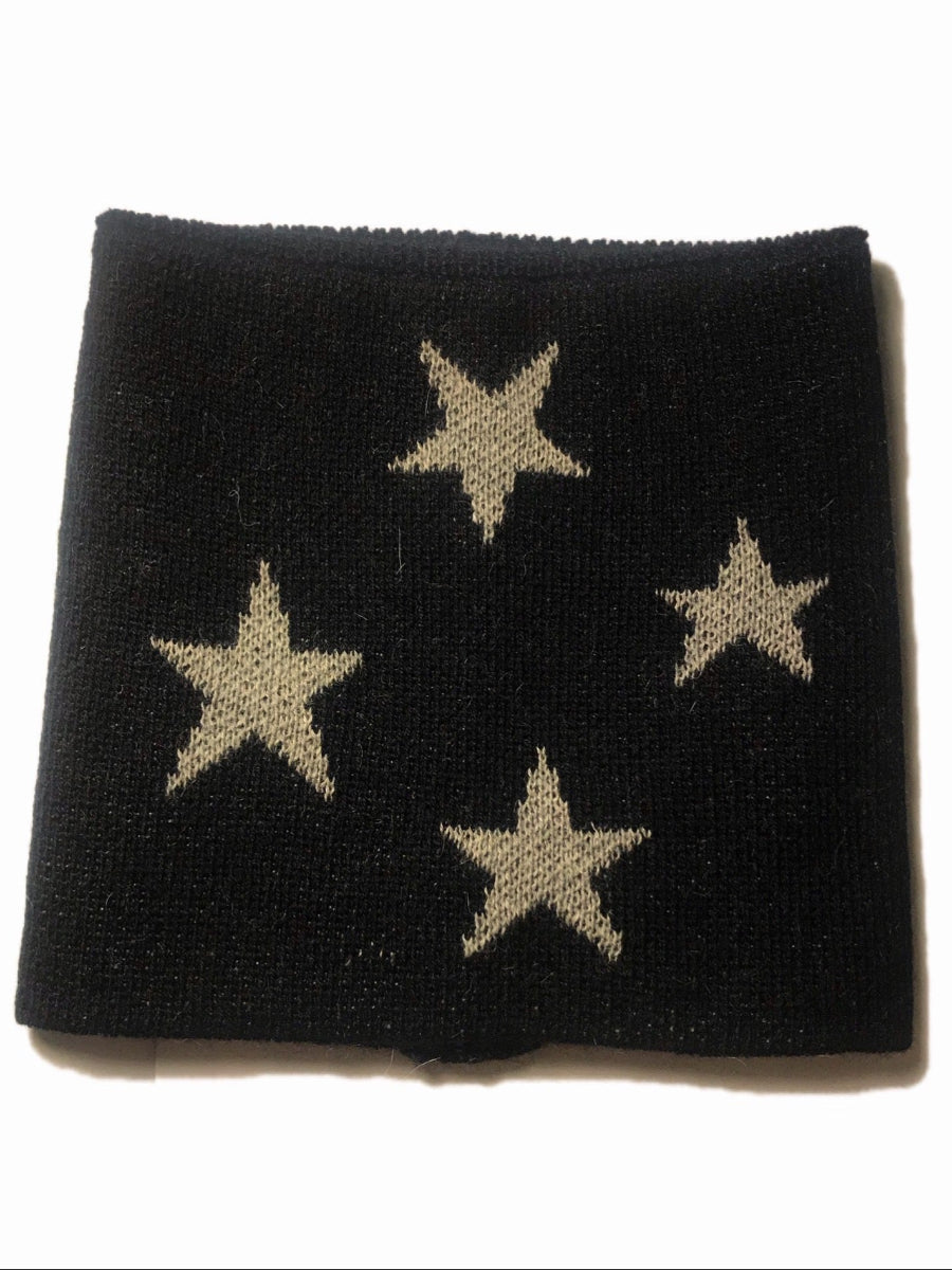 black baby alpaca neck warmer with stars winter accessories 