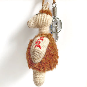 brown alpaca keychain hand knitted 