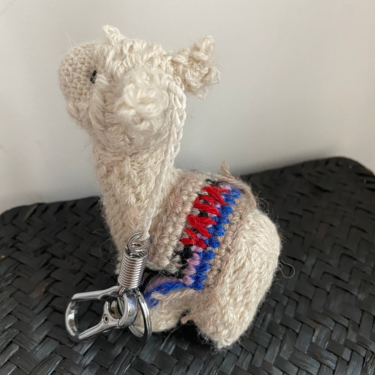 handmade baby alpaca keychain and bag accessories designed in Nyc made in Bolivia 