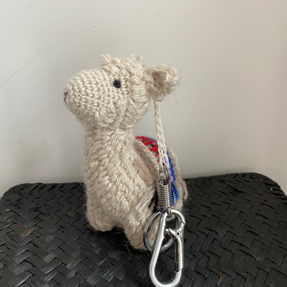 handmade alpaca keychain and bag accessories sustainably made in Bolivia by artisans